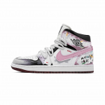 Jordan Air Jordan 1 Sweet Heart Coverage Mid top Vintage Basketball Shoes Unisex Black Pink HF3216-102(Team1068-) 44
