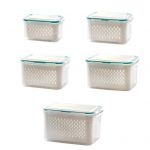 5 tk puuviljade hoiukarbi komplekt, suure mahutavusega BPA-vaba kuumakindel lekkekindel mikrolaineahjus ohutu virnastatav puuviljamahutiga k&uuml;lmik 5pcs