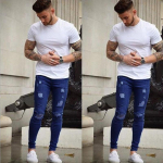 2024. aasta mood Uued Slim Fit Jeans Meeste kitsad teksad vabaaja p&uuml;ksid 2XL tumesinine v&auml;rv