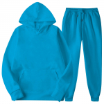 Meeste kapuutsiga spordidress, Unisex, kaheosalised jooksuriided, pikkade varrukatega pulloverid, pusad ja dressip&uuml;ksid L sinine