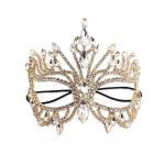 Luksuslik viimistlus L&auml;ikiv Kivist Kristallmask K&auml;sit&ouml;&ouml;disain Kristallkate N&auml;omask Liialdatud Halloweeni Mask Karnevali&uuml;ritus kuld