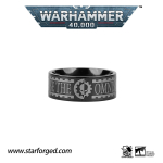 Starforged Star Casting Warhammer 40K Perifeerne Mehaaniline Jumalausk, &Auml;&auml;rmuslik S&otilde;dalane Titaanterasest S&otilde;rmus us size 8 black