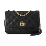 Tory Burch TB-Willa Ruuduline Tepitud Klapiga Kettnahast &Otilde;la Crossbody Kott Suur Naiste Kott Must 148244-001 Basic Set (Bag+Dust Bag)