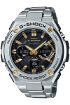 CASIO G-SHOCK G-STEEL GST-W110D-1A9JF H&otilde;bedane roostevabast terasest k&auml;ekell, Tough Solar raadiojuhtimisega, kuldsete aktsentidega luksuslik analoog-digitaalne meeste k&auml;ekell