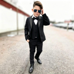 Lillepoiste &Uuml;likonnad Moodne Formaalne Pulma-tuxedo 3-osaline &Uuml;hev&auml;rviline Elegantne Stiilne &Scaron;aalikrae &Uuml;he N&ouml;&ouml;biga Kitsas Laste R&otilde;ivad 90 must