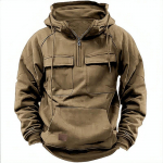 Kapuutsid Soliidne soe fliis pool lukuga Meeste kapuutsiga jakid dressipluusid Mitu taskut Paksud &otilde;ues Polar Plus Size M khaki