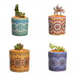 4 tk/komplekt P&otilde;hjamaade stiilis mandala mustriga keraamiline lillepott Lauapealne kaunistus 4 pcs/set