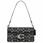 COACH Tabby 26 Klassikaline Signature Beaded Pandlaga Sulgemisega Lamba Nahast &Otilde;lakott Keskmine Naiste Must must