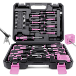 Magnetiline kruvikeerajate komplekt karbiga, Amartisan 43-osaline sisaldab pilu-, risti-, kuuskant-, Pozidriv-, Torx- ja t&auml;ppiskruvikeerajate komplekti, magnetiseerija 43-piece Screwdrivers Set (Pink)