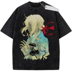 Violet Evergarden Siluett Kahekihiline Vintage Pesuga Anime T-s&auml;rk Gootiline Manga &Uuml;lem&otilde;&otilde;duline Must Unisex Streetwear T-s&auml;rk M beige