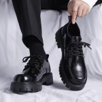 Meeste kingad Moodne platvorm Nahast kingad Briti stiil Vabaaja &Uuml;mmargune nina Derby kingad Must Trend Meeste kingad Zapatillas Hombre 39
