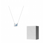 Swarovski roodiumiga kaetud, kunstkristallkivist luige kaelakeed naistele sinine F-Camellia Embossed Gift Box sinine