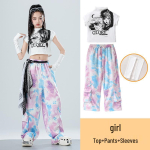 T&uuml;drukute Hip Hop Jazz Tantsu Komplekt: Crop Topi ja Laia S&auml;&auml;rega P&uuml;kste Komplekt T&auml;navatantsuks ja Lavapaletiks 130 cm gray
