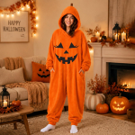 Naiste Halloweeni flanellist kombinesooni ja pidžaama komplekt p&uuml;hadepidudeks XXL orange