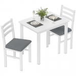 3-osalise s&ouml;&ouml;gilauakomplekti 2 tooliga, k&ouml;&ouml;gilaud v&auml;ikestesse ruumidesse, polsterdatud toolid, ruumis&auml;&auml;stlik, MDF, valge 80 x 60 x 74.5 cm valge