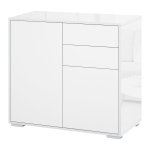 K&otilde;rgl&auml;ikega raamiga kummut, suruavamisega disain 2 sahtliga elutuppa, magamistuppa, 74K x 79L x 36S cm, Valge 79 x 36 x 74 cm