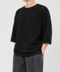 TOPBOY Kahepoolne &Uuml;lem&otilde;&otilde;duline &Uuml;mmarguse Kaelusega 3/4 Varrukaga T-s&auml;rk Must Black/L black