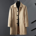 Meeste S Mood Keskmise pikkusega trenchcoat allakeeratava kraega Vabaaja lahtine tuulejope &Uuml;ler&otilde;ivad 5XL khaki