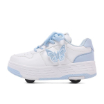 Laste neljarattalised rulluisud v&auml;ljat&otilde;mmatavate ratastega T&uuml;drukutele Poistele Reguleeritava suurusega PU rulluisud EU 40, Insole Length 25.4cm white