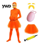Halloweeni Cosplay Kost&uuml;&uuml;m Oranž T&auml;ispikk Bodysuit, T&uuml;llseelikuga, V&otilde;ltsk&otilde;ht, Kollane Vunts & Kulmud, Unisex Zentai &Uuml;likond Avatud N&auml;oga &Uuml;likond, 160cm B red