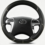 Auto roolikatte kate K&auml;sit&ouml;&ouml;na &otilde;mmeldud Pehme Must Kunstnahast Toyota Fortuner Hilux 2012-2015 jaoks Beige round black