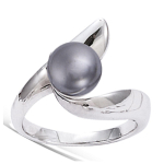 Bague argent 'Perla' gris argent&eacute; (rhodi&eacute;) - 8 mm 52 hall