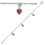 Les Tr&eacute;sors De Lily [J5433] - Bracelet Argent enfant 'Fraises' rouge argent&eacute; (rhodi&eacute;) - 10x5 mm punane