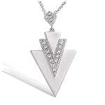 Les Tr&eacute;sors De Lily [P1256] - Collier Argent 'Cl&eacute;opatra' blanc argent&eacute; (rhodi&eacute;) - 33x16 mm valge