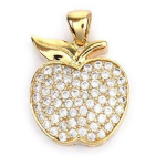 Les Tr&eacute;sors De Lily [P2503] - Pendentif Plaqu&eacute; Or 'Pomme d'Amour' blanc dor&eacute; - 17x15 mm valge