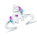 Les Tr&eacute;sors De Lily [Q7522] - Bague argent enfant 'Licorne My Unicorn' rose bleu argent&eacute; (rhodi&eacute;) mitmev&auml;rviline