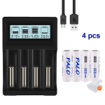 3,7 V 14500 AA laetav aku 4 pesaga laadija 3,7 V liitium 14500 16350 18500 18650 akumudelitele