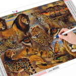 Teemantmaaling L&otilde;vi t&auml;isruutu Uus saabumine Teemanttikandid Leopard Animal Mosaiic Seinakunst Full Round 20X30CM