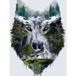 Isetegemise teemantmaal 5D Hunt Teemantkunst Tikand Kosk Maastik Mosaiik Kodukujundus Full Round 20X30CM