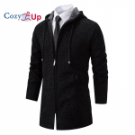 Cozy Up Korea meeste fliisvoodriga tuulejakk Paks pikk mantel, kardigan, vabaaja kapuutsiga kampsun, meeste 5 v&auml;rvi M must