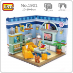 LOZ 1901 linnaarhitektuur maja nurk elutuba kassiteleviisor DIY miniplokid tellised ehitusm&auml;nguasi lastele kingitus ilma karbita