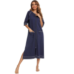 Bright Deer Naiste T&otilde;mblukuga Rasedatemantel 3/4 Varrukatega Pikad Haigla S&uuml;nnitus- ja s&uuml;nnituskleit Imetamise &ouml;&ouml;s&auml;rgid Maja Hommikumantel Lamamistool Magamisriided XXL tumesinine v&auml;rv