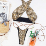 L&auml;ikivad p&auml;itsed stringid bikiinid naiste ujumisriided naiste ujumistrikoo bikiinikomplekt Wrap Around supluskost&uuml;&uuml;m S kuld