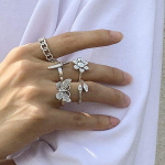 Vintage gooti stiilis liblikas madu nurgalilledega mitme elemendiga s&otilde;rmusekomplekt naistele Meestele Retro isikup&auml;ra, s&otilde;rmega reguleeritav s&otilde;rmus kingitus 54608