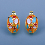 Elegantsed k&otilde;rvar&otilde;ngad naistele ovaalsed k&otilde;rvar&otilde;ngad v&auml;rvilised kivid k&otilde;rvar&otilde;ngad peo moeehted v&auml;rviline emailiga k&auml;sitsi valmistatud oranž