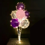 Led-t&uuml;llist &otilde;hupall kolonnialusega, helendav l&auml;bipaistev Bobo &otilde;hupallide alus LED-n&ouml;&ouml;riga tuled, pulmapeo kaunistused