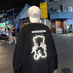 Moodsad Harajuku dressipluusid, naiste &uuml;lisuured pikkade varrukatega lahtised paaririided, helkurp&uuml;ksid, kuradi pullover, naiste kawaii topid M must