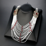 Elegantne pikkade helmestega kaelakee Maroko Caftan Bijoux Etnilised pruudi pulmaehted T&uuml;rgi mitmekihiline helmestega kaelakee valge/punane