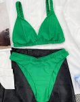 Seksikas naiste ujumistrikoo &uuml;hev&auml;rviline sidemega stringid bikiinikomplekt Brasiilia ujumisriided rannar&otilde;ivad S roheline