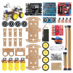 4WD nutikas robotauto komplektid Arduino UNO R3 jaoks ultrahelisensori, SG90 servo, t&auml;iustatud V2.0 DIY elektroonilise programmeerimise komplektiga ZYC0068 Kits
