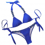 2 tk/komplekt, l&otilde;hestatud bikiinid, metallist kett, puhast v&auml;rvi seksikad reguleeritavad ujumisriided ujumiseks S roheline