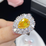 Bella Box uus temperament kollase pirni kujuga uhked s&otilde;rmused naistele, tsirkoonist kihluspeoks, peen uhke ehe kingitus Adjustable Opening kollane