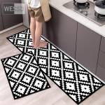 Mustvalged geomeetrilised k&ouml;&ouml;givaibad ja vaibad libisemiskindlad 40x60cm 40x120cm lihtsad vannitoavaipade komplektid 2-osaline magamistoa vaip 40x60cm+40x120cm