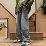 Meeste mood Y2K riided Vintage luksus Teksad Meeste Fire Tikand Kvaliteetsed kottis sirged p&uuml;ksid Teksap&uuml;ksid Teksad Meestele T&auml;navar&otilde;ivad L sinine