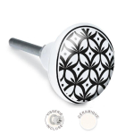 Les Tr&eacute;sors De Lily [A2524] - keraamiline m&ouml;&ouml;blinupp 'Boho' must valge - 65x35 mm must