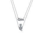Les Tr&eacute;sors De Lily [R4950] &ndash; k&auml;sit&ouml;&ouml;na valmistatud kahekordsest h&otilde;bedast kaelakee, h&otilde;bedane Cats (roodiumiga kaetud) - kass 22x10 mm - kalaluu ​​18x10 mm h&otilde;be